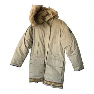 Vintage Woods Arctic  Down Parka Coyote Fur Trim Embroidery Winter M